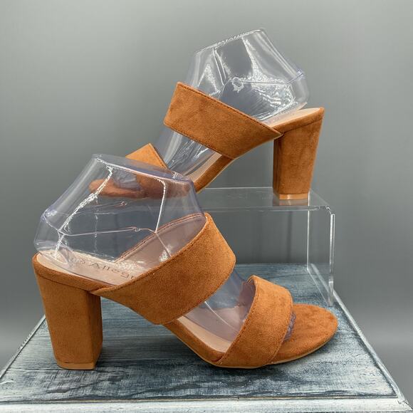 NEW Allegra K Women’s Opened Toe Slide Sandals Brown Size 8 - Picture 1 of 10